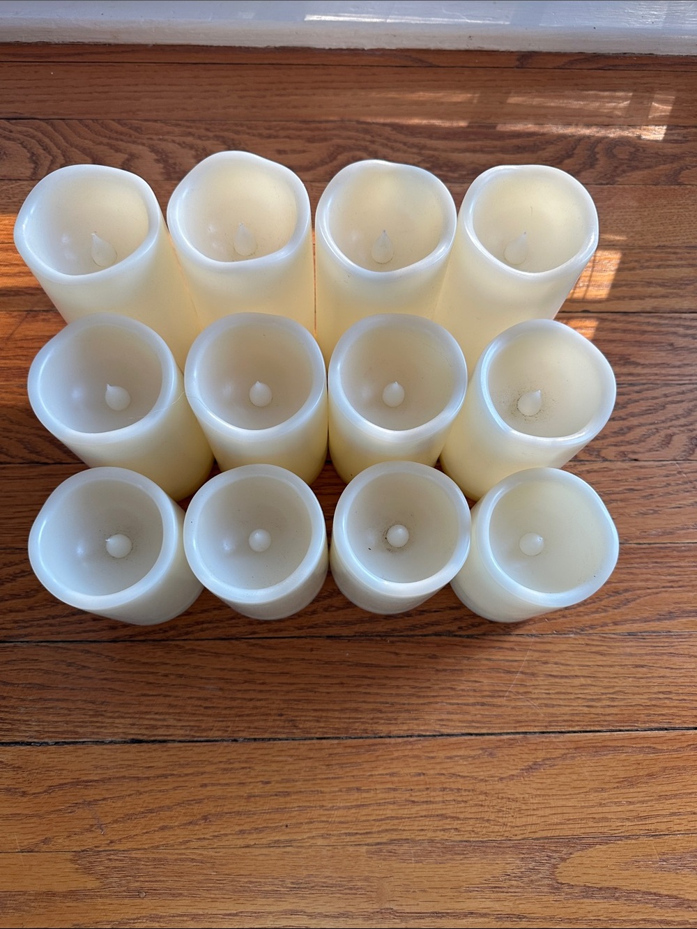 Ivory LED Pillar Candles - Set of 12